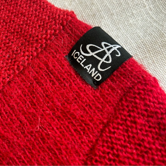 •Iceland Handmade Geometric Knit Design 100% Wool Scarf Unisex 8”x57 NWOT - Picture 6 of 12